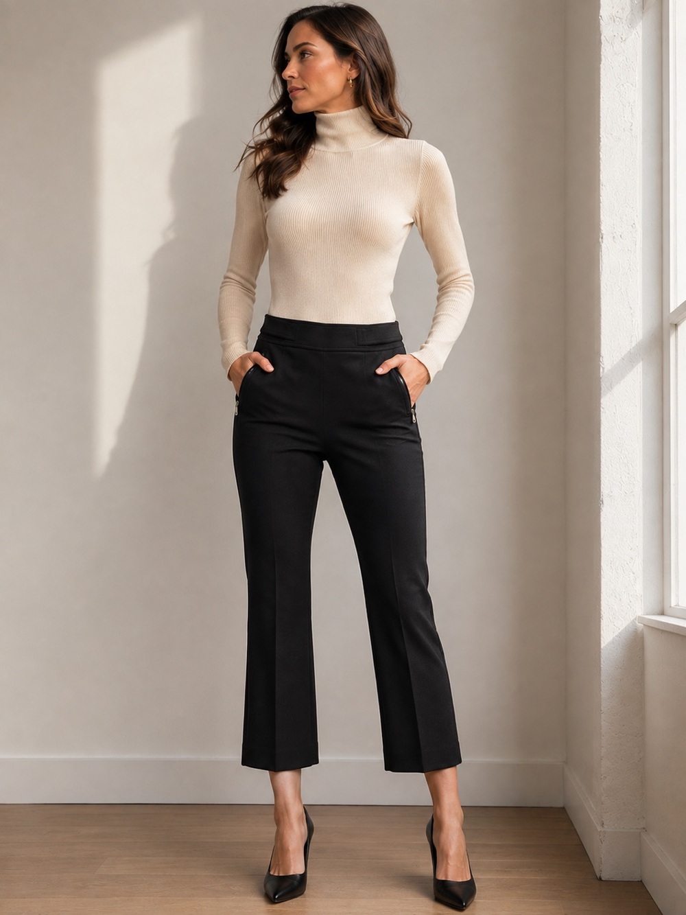 MaxMara Black High Rise Cropped Dress Pants